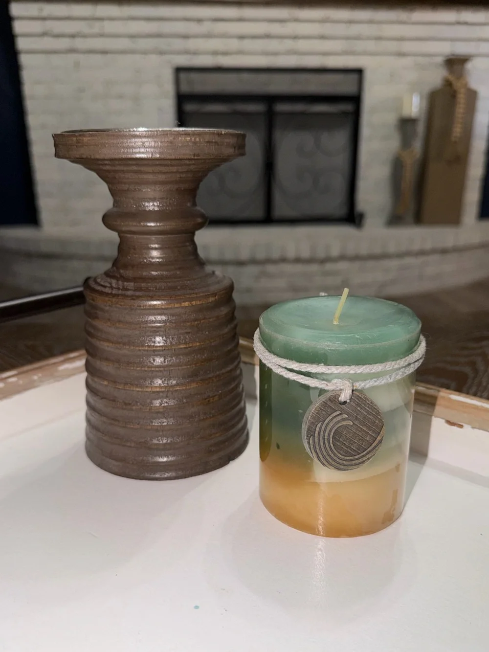 Pier 1 Pillar Candle and Stand
